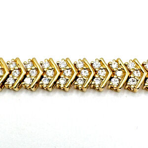 Tennis Bracelet 10K Gold Over Sterling Silver Cubic Zirconia Classic 7"